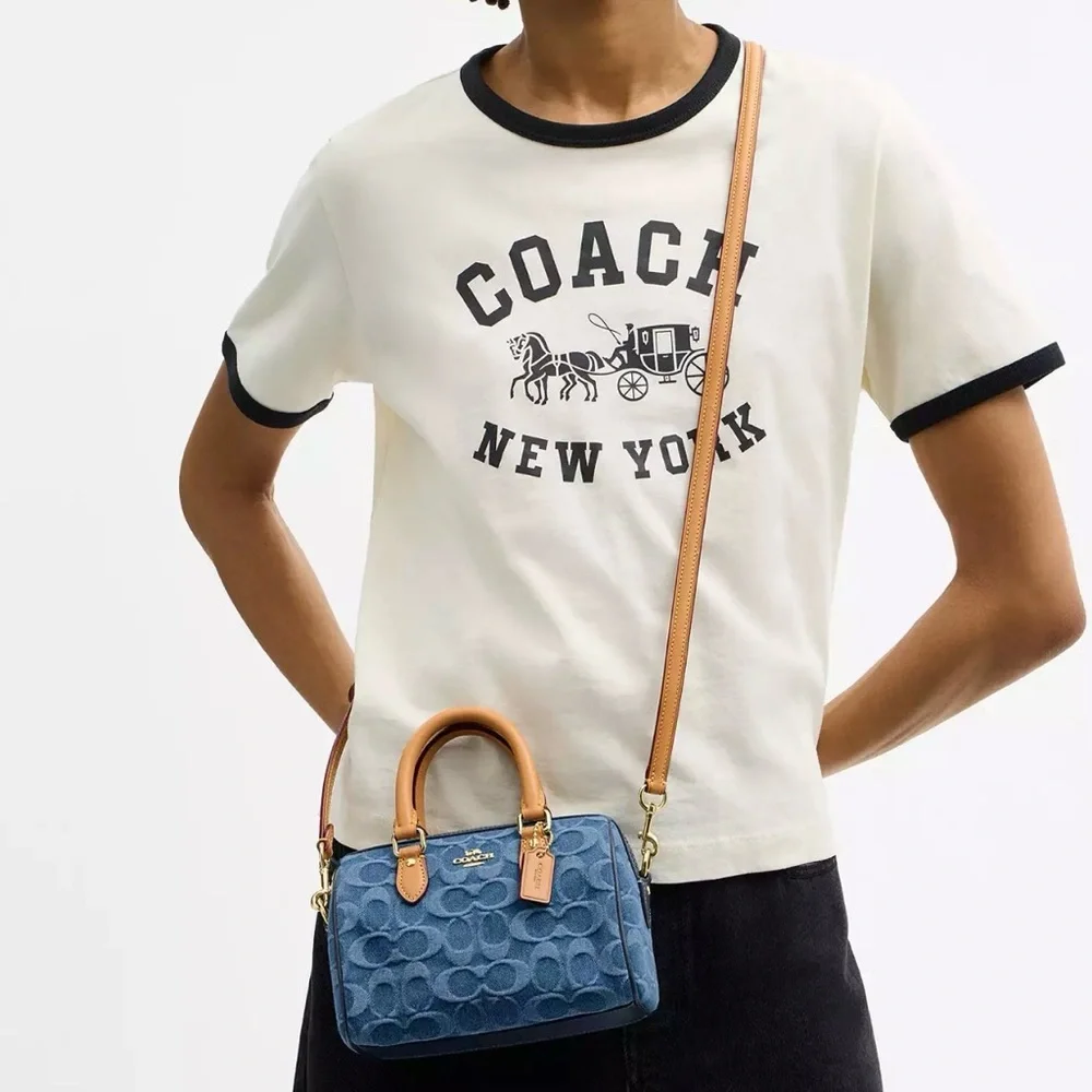 COACH Mini Rowan Crossbody Bag Signature Denim Logo Handbag CDQ36 NWT